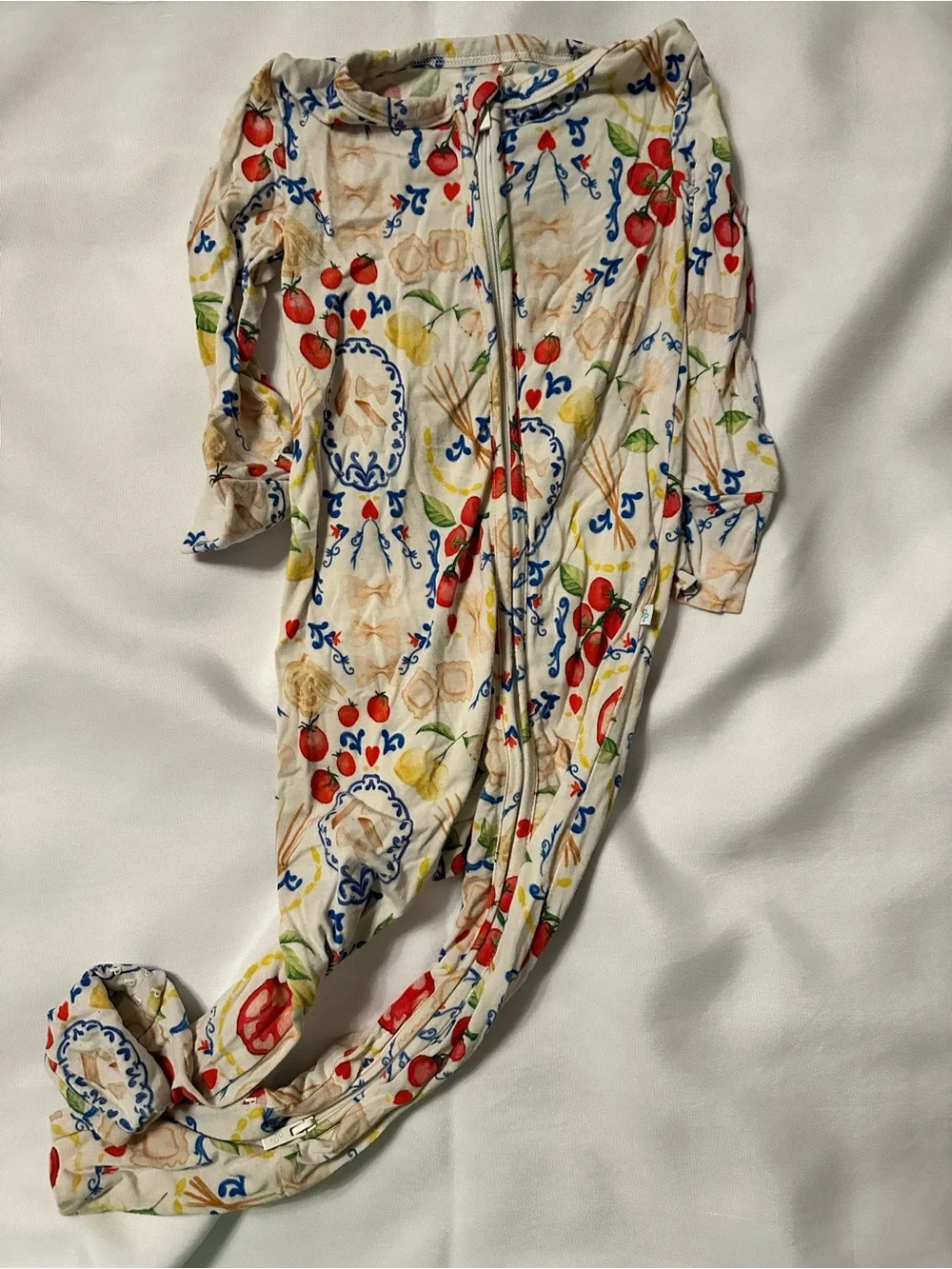 Pasta Printed Baby Footed Zipper Sleeper